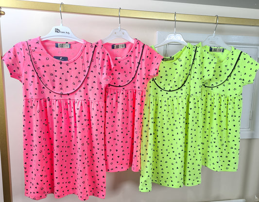 Girls basic dress with love heart print - Mylookmyway