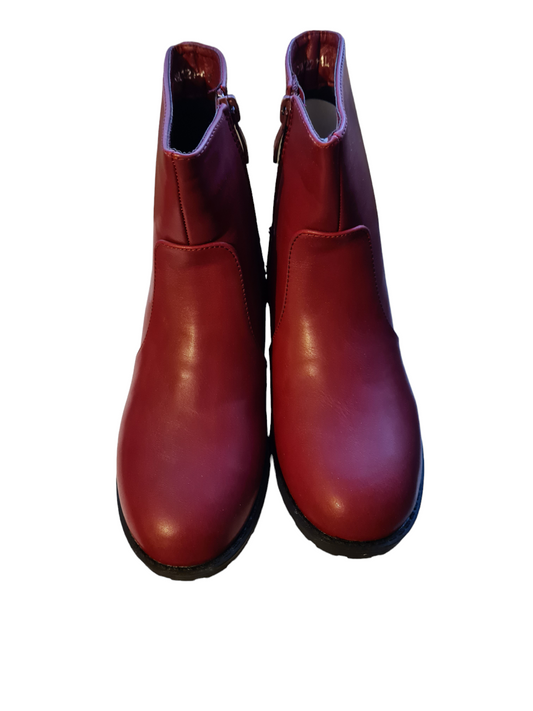 Dark Red Kids Ankle Boots - Mylookmyway