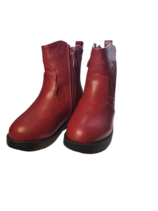 Girl Burgundy/Drak Red Ankle boots - Mylookmyway