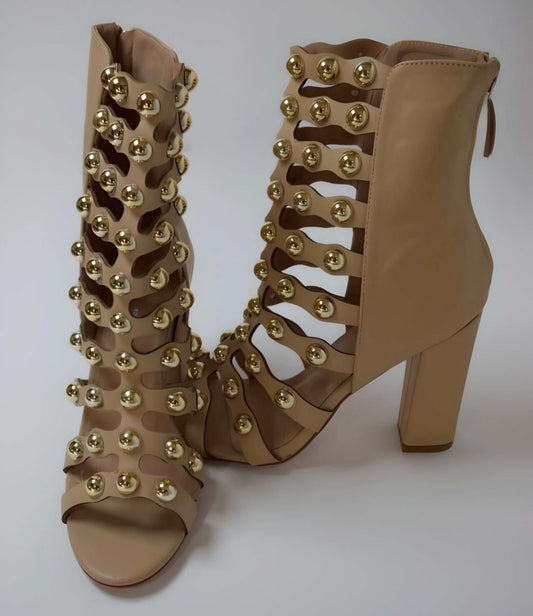Over The Ankle Heels With Studs - Mylookmyway
