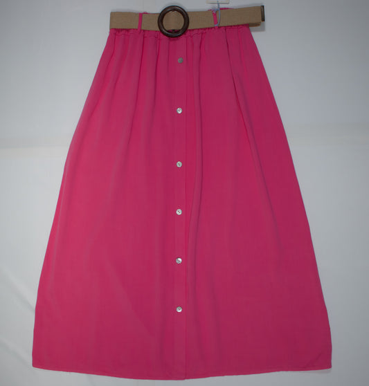 Women's loose  Skirt With Belt  and Button Details - Mylookmyway
